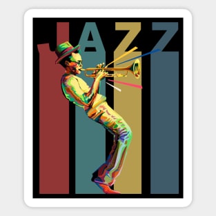 Jazz, Retro design with a jazz trumpet player Magnet